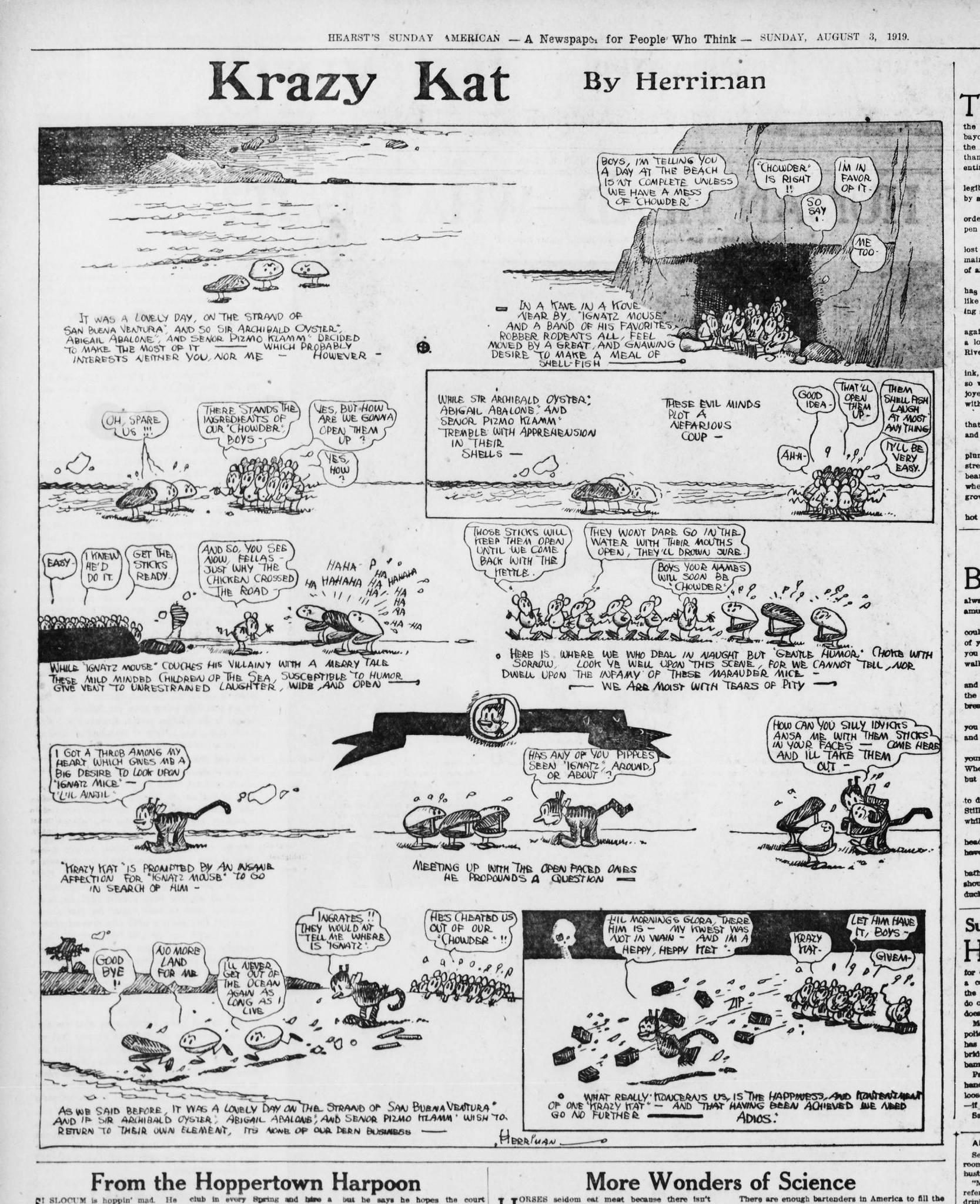 Krazy Kat by George Herriman, August 3, 1919