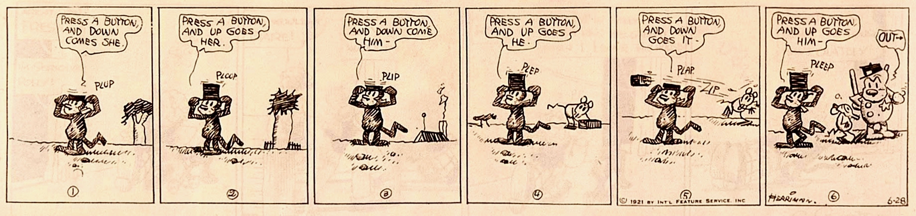 Krazy Kat — The Top Hat by George Herriman, 1921