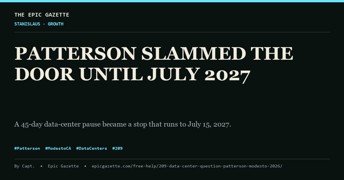 Patterson Slammed the Door Until July 2027 -- The Epic Gazette