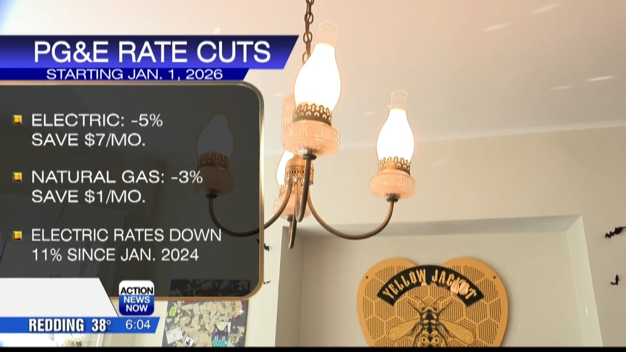 Still frame from &ldquo;PG&E cuts California electric rates by 5% in January 2026&rdquo;